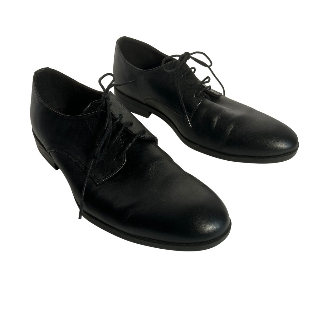 H&M Mens Black Leather Lace Up Oxford Dress Shoes‎ Size 7.5 US 40 EUR